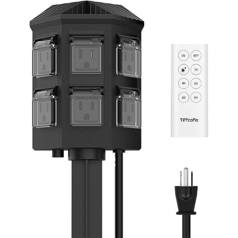 Power Stake Timer,100FT Range Remote Control,Dusk to Dawn Sensor Light Timer